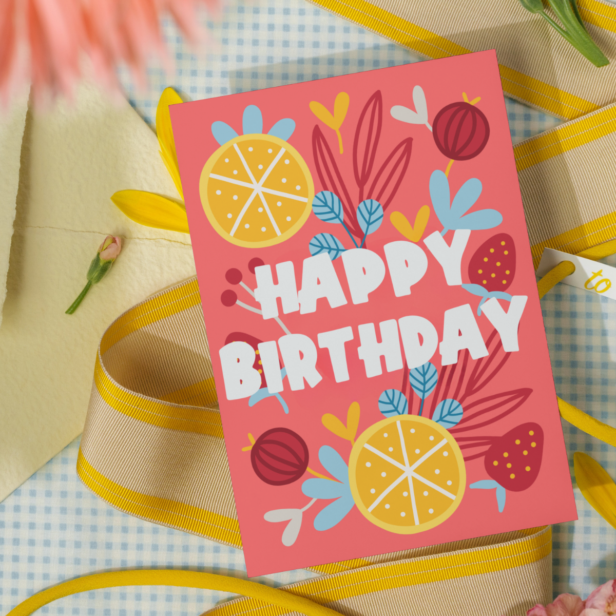 Floral Tea Time Happy Birthday Card