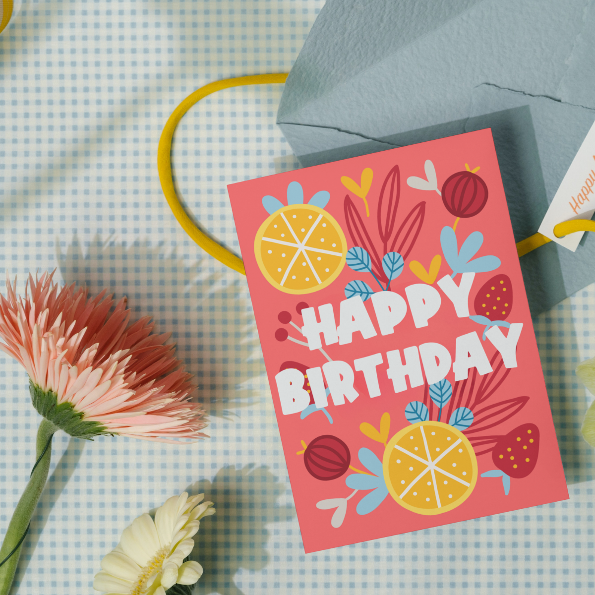 Floral Tea Time Happy Birthday Card