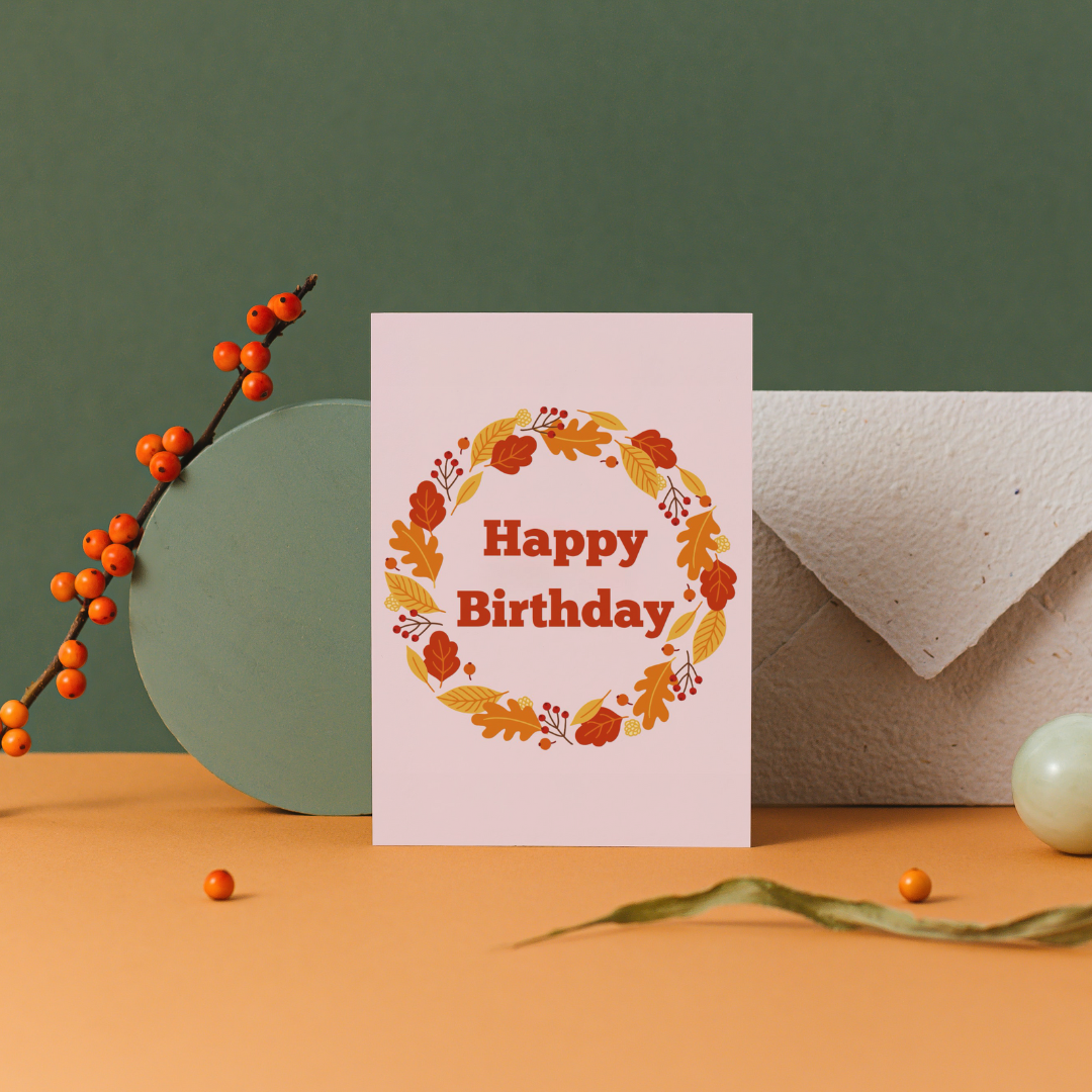 Cosy Autumn Happy Birthday Greetings Card