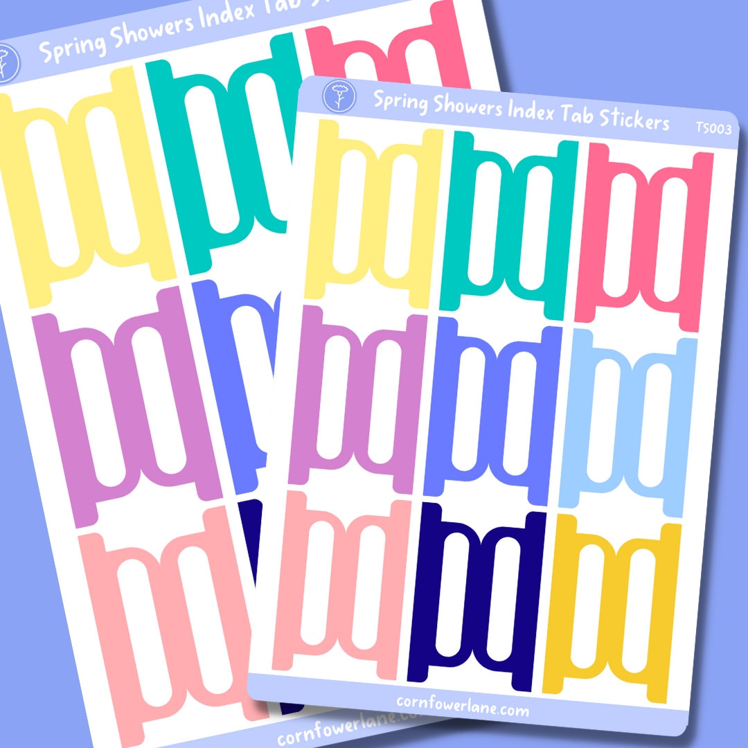 Spring Showers Index Tabs Sticker Sheet