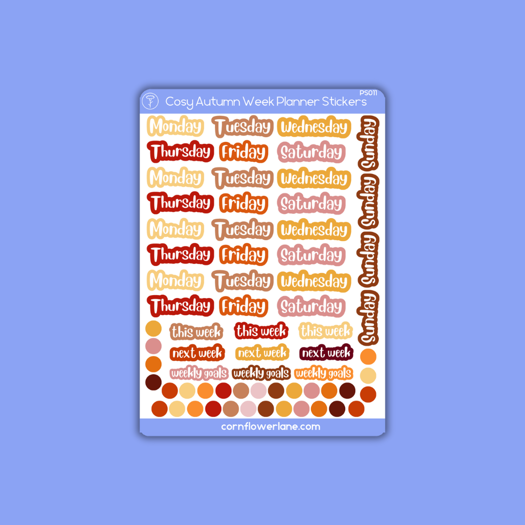 Cosy Autumn A6 Planner Stickers