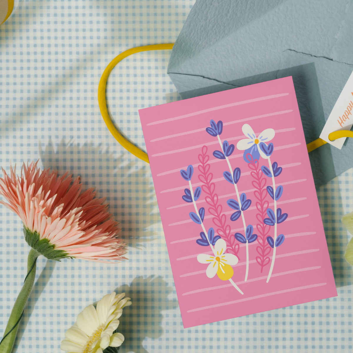 Floral Meadow Lavender Greetings Card