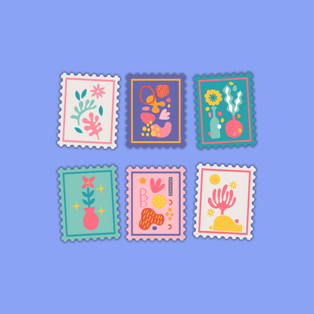 Floral Collection Die Cut Stamp Sticker Packs (6 Designs)