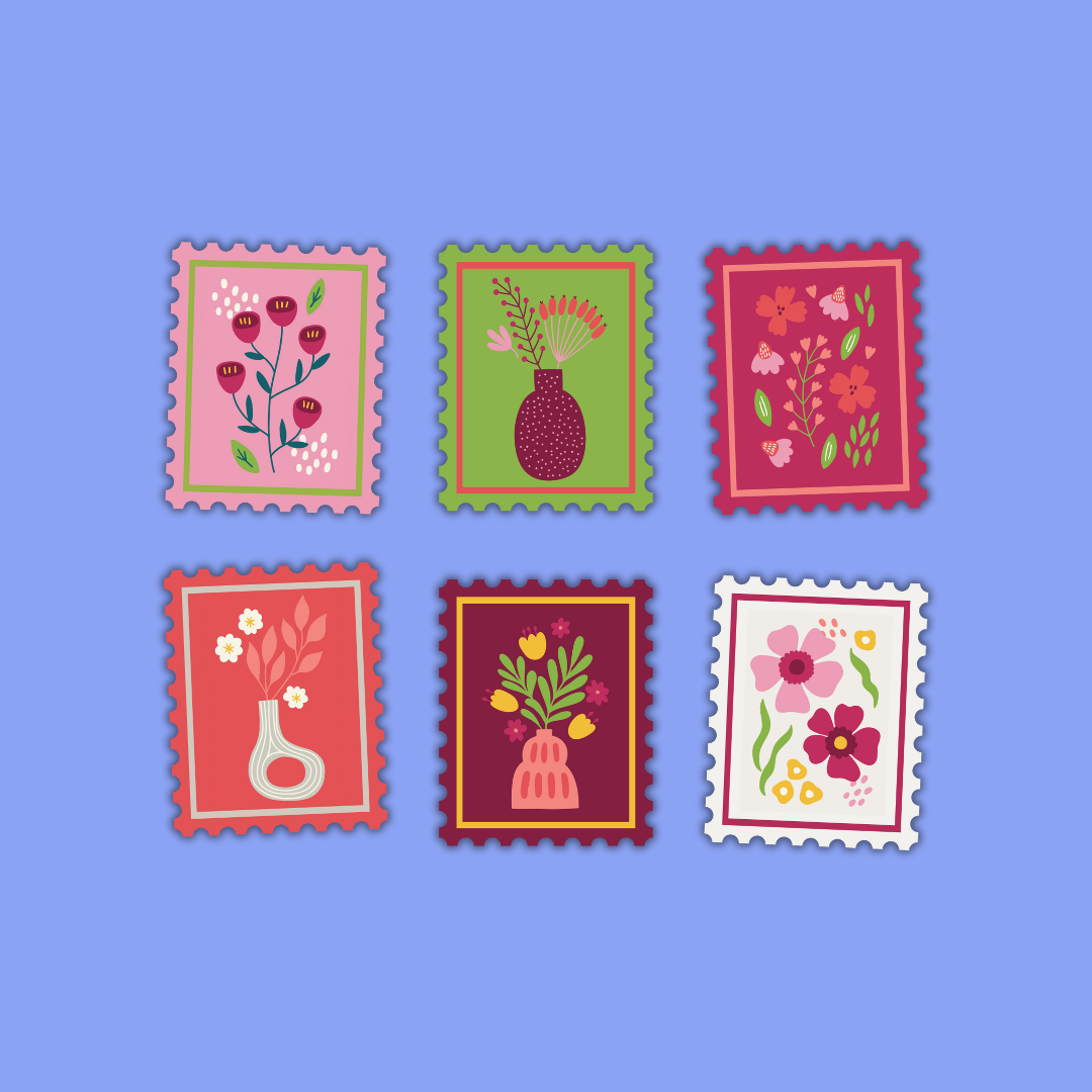 Floral Collection Die Cut Stamp Sticker Packs (6 Designs)