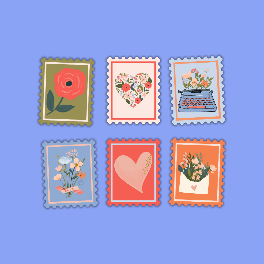 Floral Collection Die Cut Stamp Sticker Packs (6 Designs)