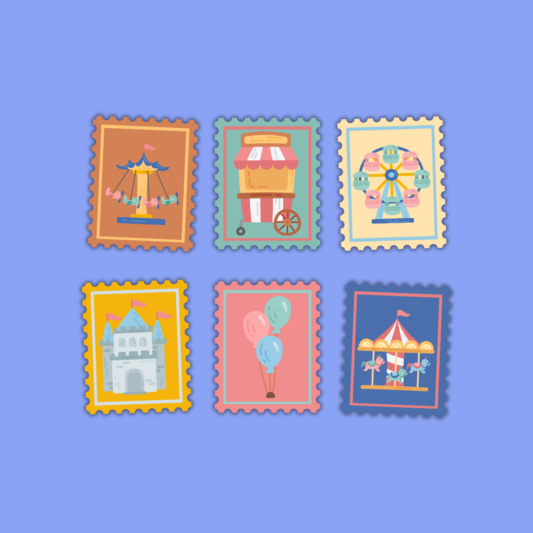 Imagination Collection – Die Cut Stamp Sticker Packs (5 Designs)