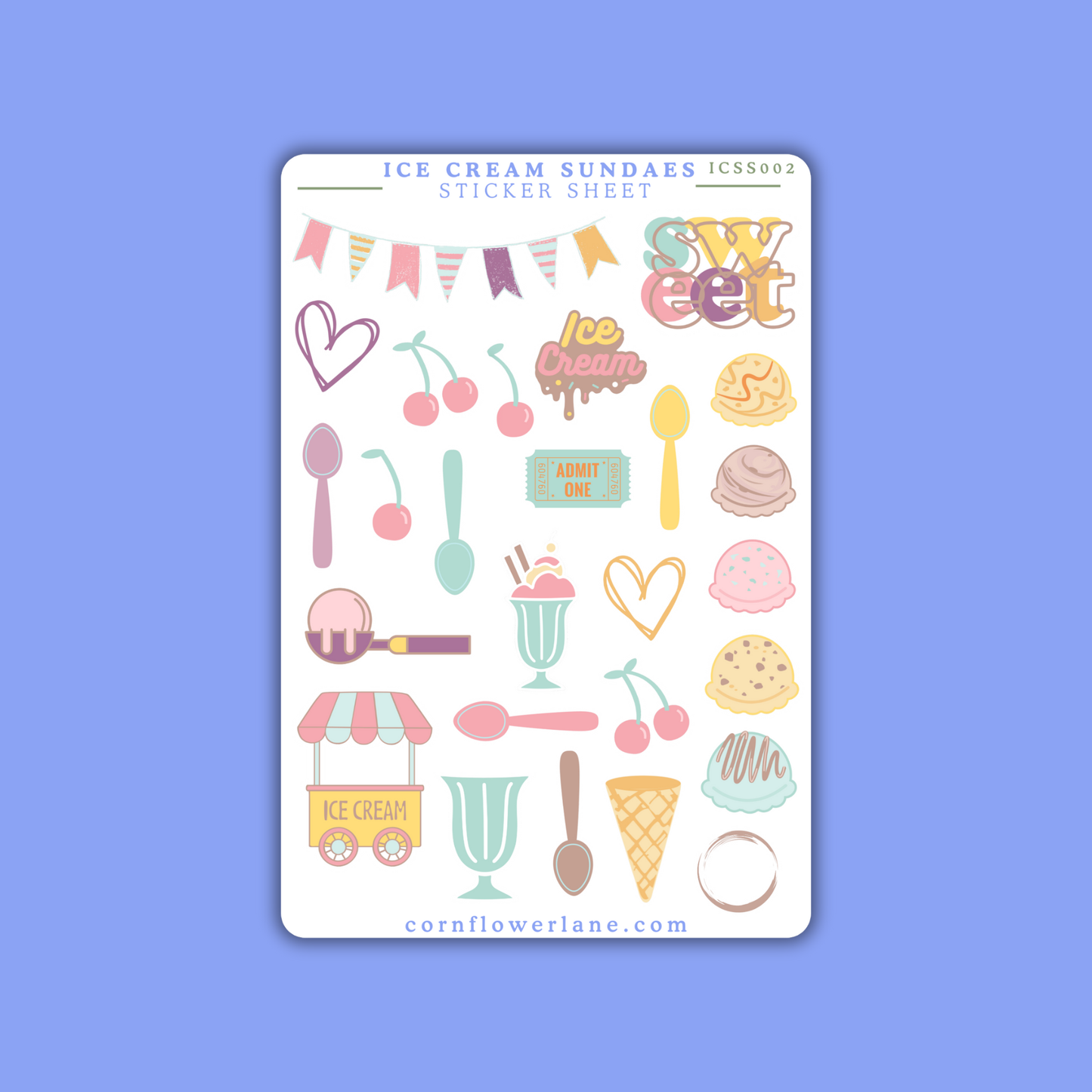 Ice Cream Sundaes Sticker Sheet