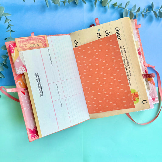 Handmade Soft Cover Journal - Pink Hearts