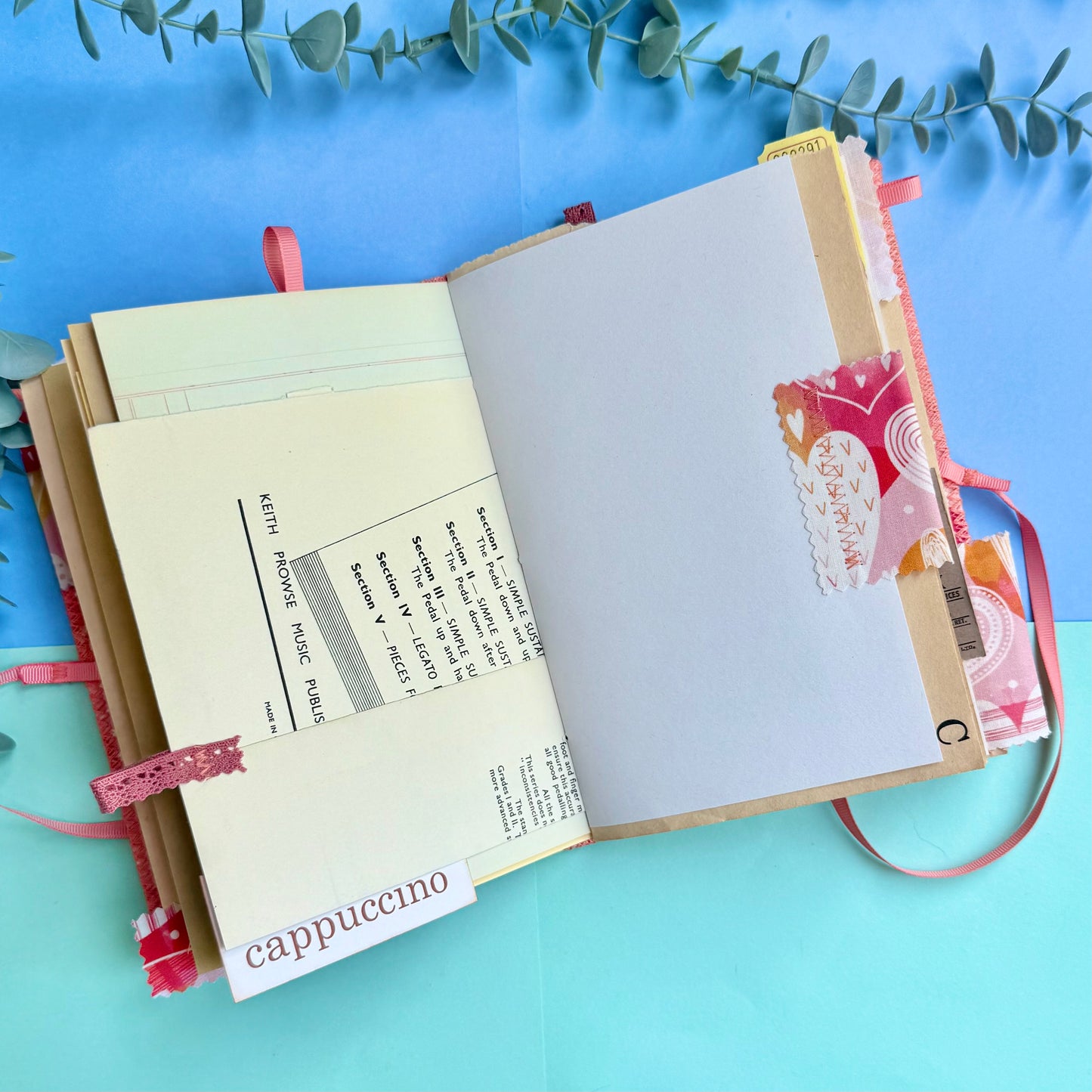 Handmade Soft Cover Journal - Pink Hearts