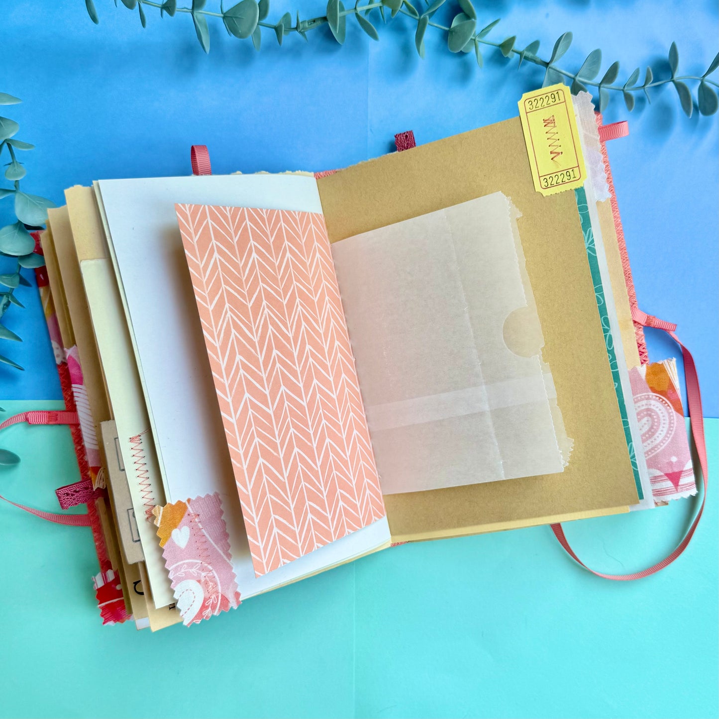 Handmade Soft Cover Journal - Pink Hearts