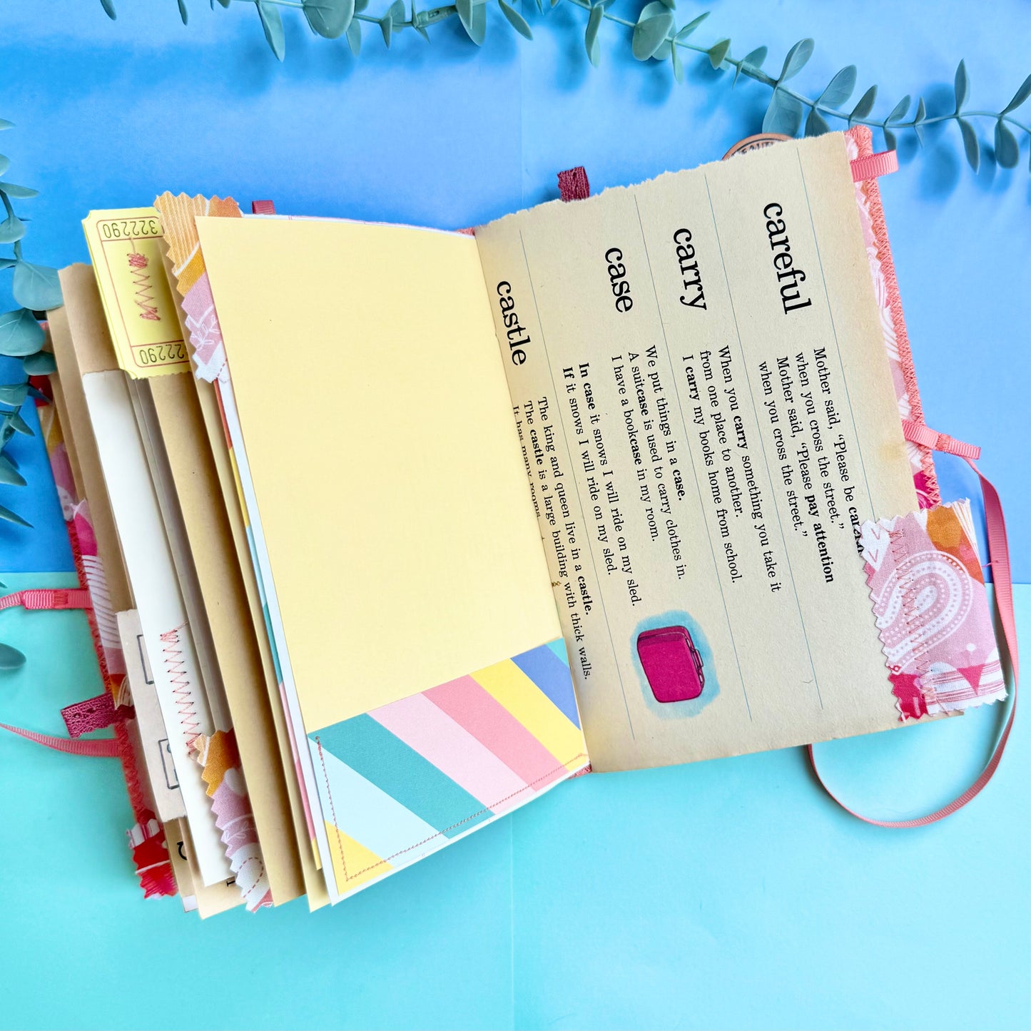 Handmade Soft Cover Journal - Pink Hearts