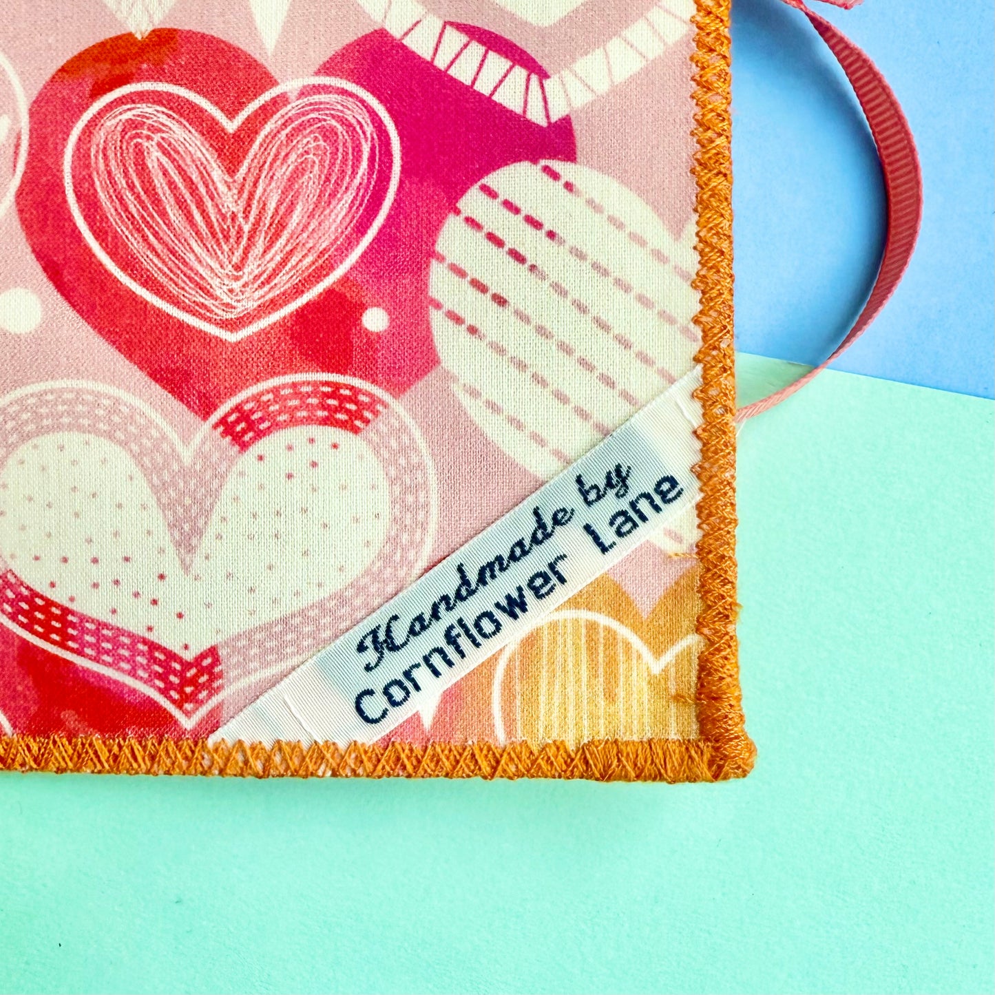 Handmade Soft Cover Journal - Slim Pink Hearts