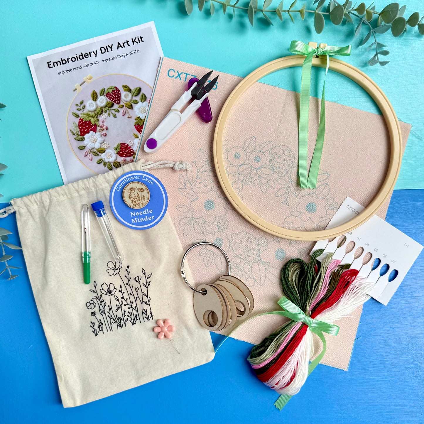 Strawberry Wreath Embroidery Kit – All-In-One Craft Gift