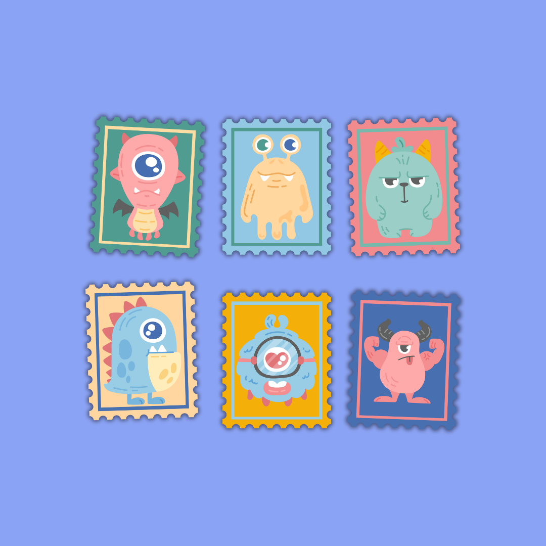 Imagination Collection – Die Cut Stamp Sticker Packs (5 Designs)