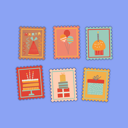 Celebration Collection – Glossy Stamp Sticker Packs (4 Designs)