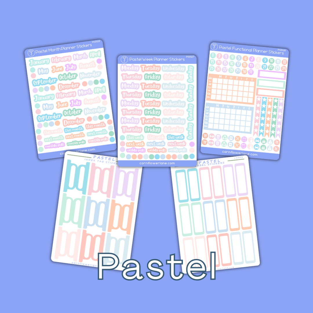 Pastel planner stickers collection