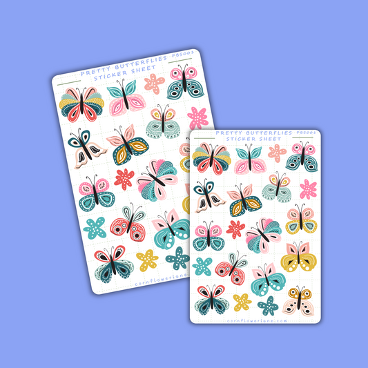 Pretty Butterflies Sticker Sheet – 20 Decorative Stickers