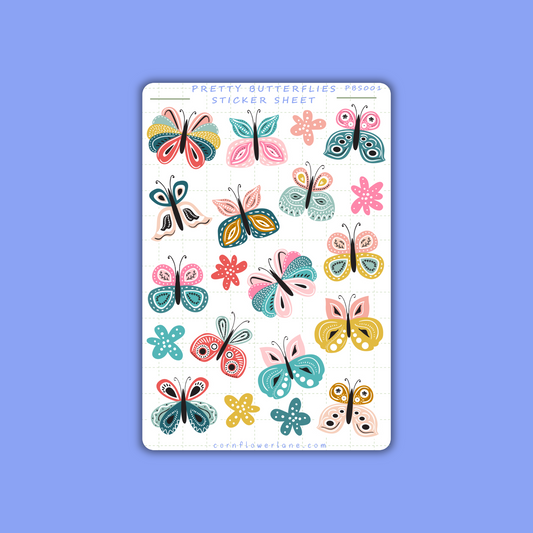 Pretty Butterflies Sticker Sheet – 20 Decorative Stickers