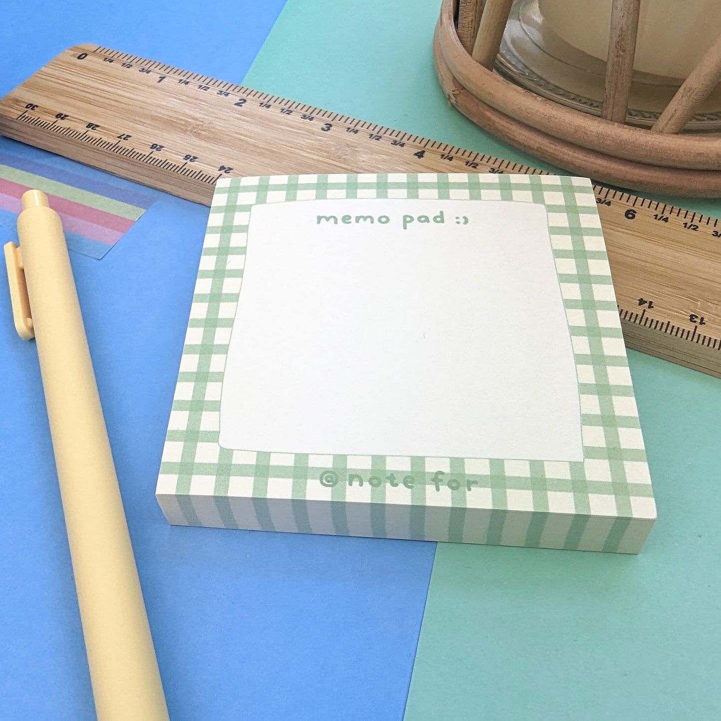 Square Memo pad - Green Check