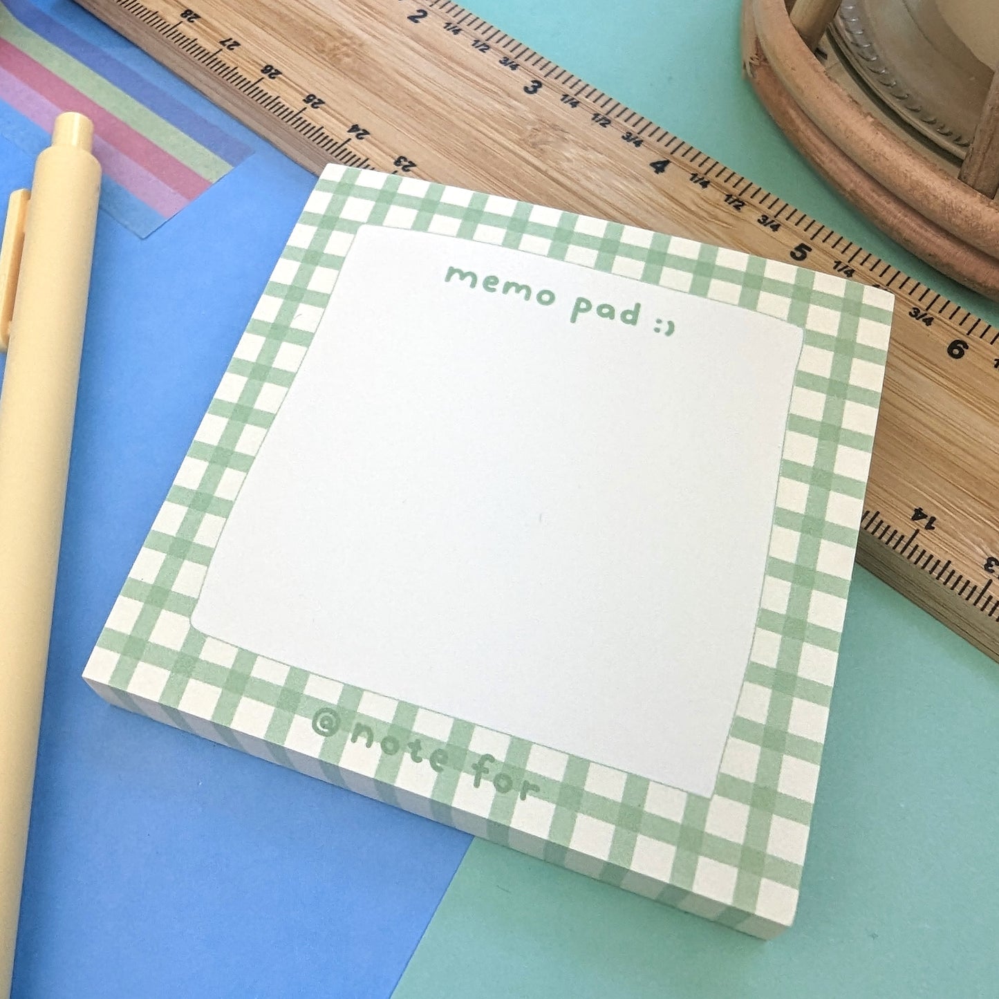 Square Memo pad - Green Check