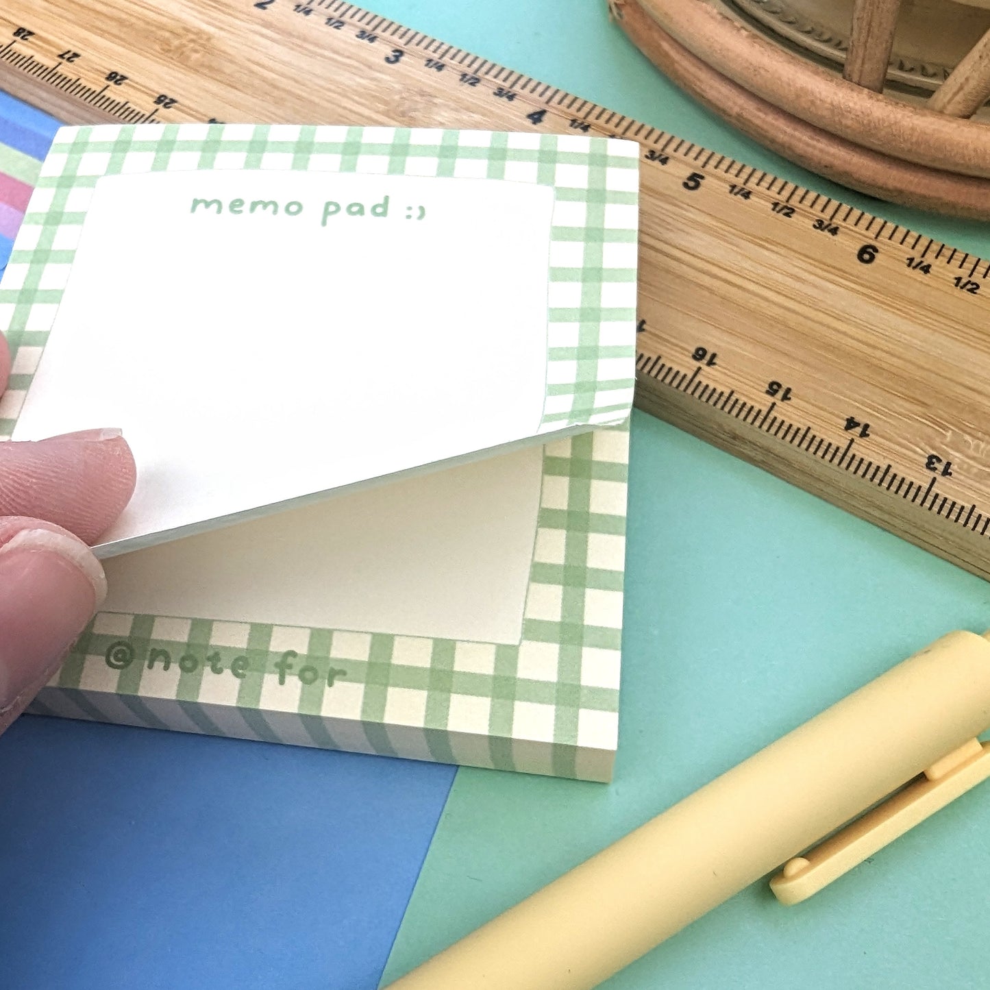Square Memo pad - Green Check