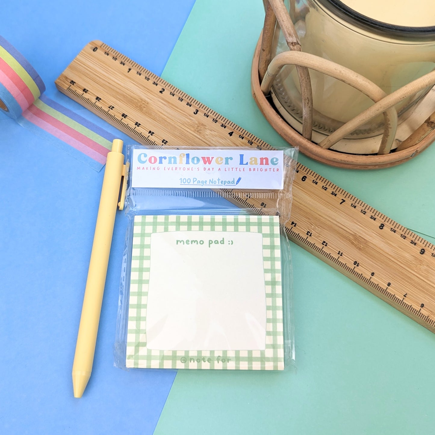 Square Memo pad - Green Check