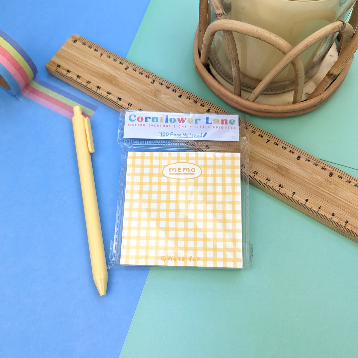 Square Memo pad - Yellow Check