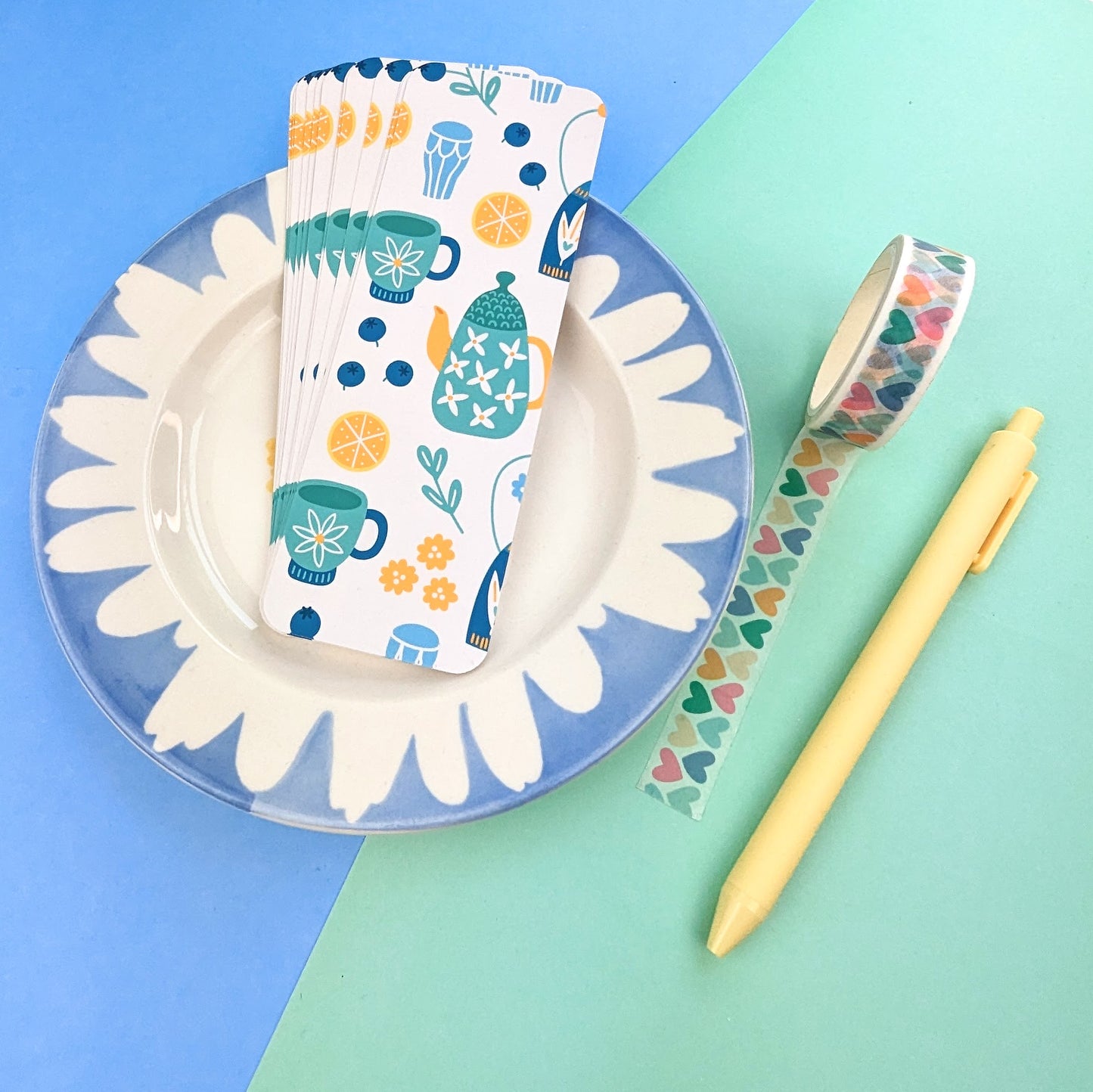 Floral Tea Time Bookmark - Kettle