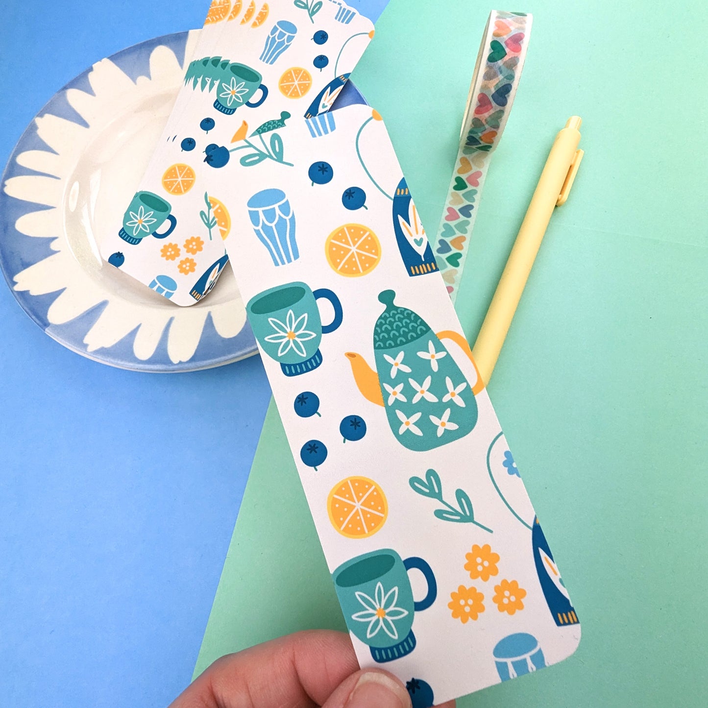 Floral Tea Time Bookmark - Kettle