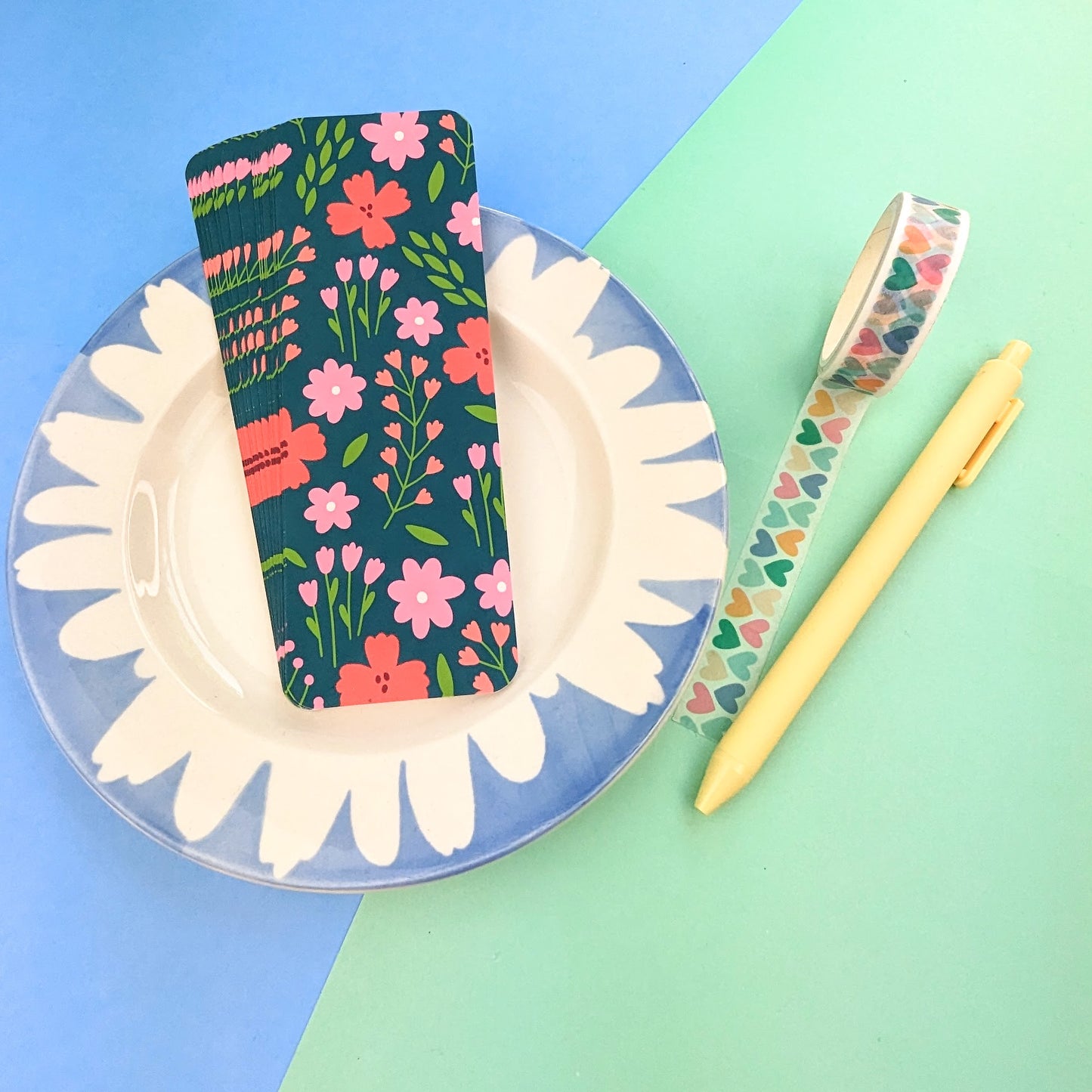 Floral Garden Bookmark - Dark Green