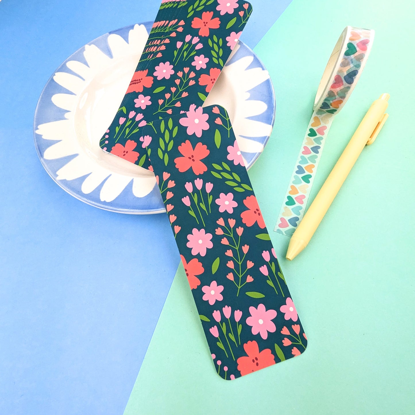 Floral Garden Bookmark - Dark Green