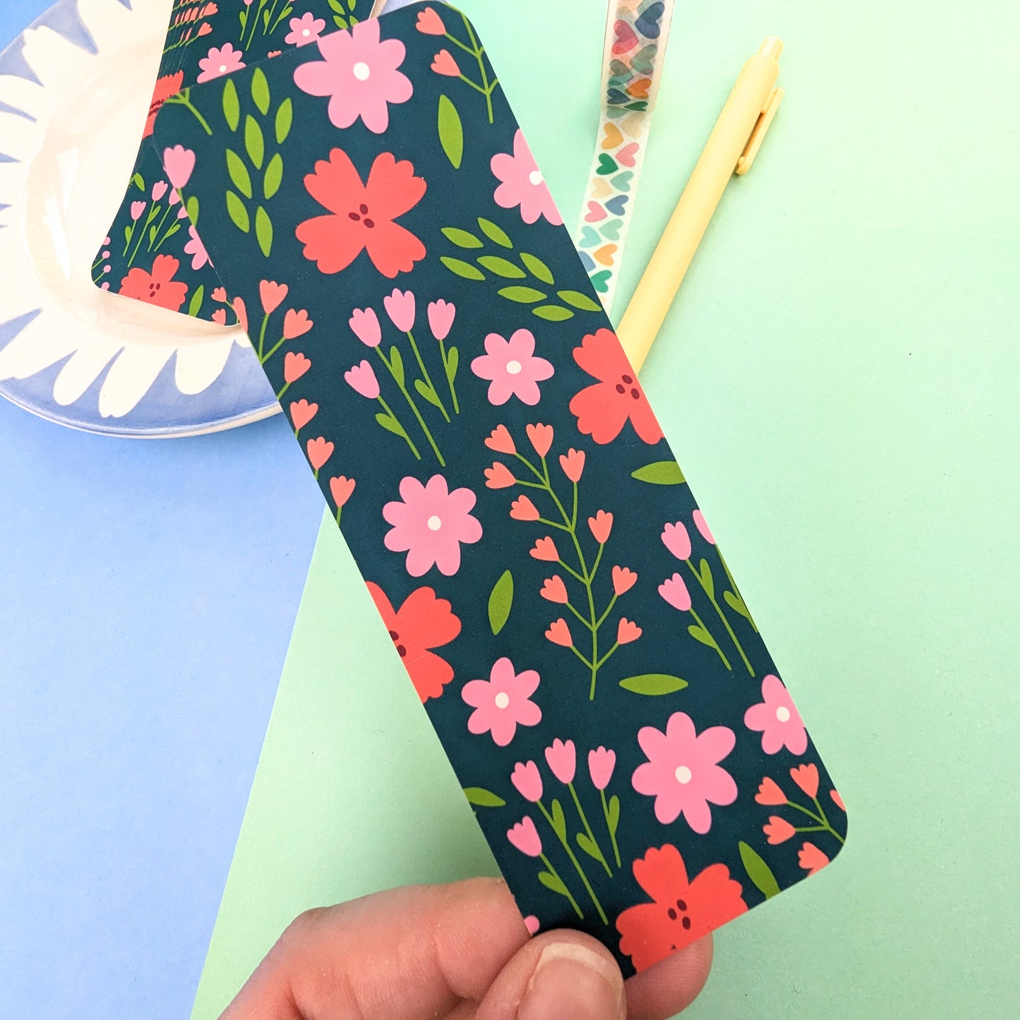 Floral Garden Bookmark - Dark Green