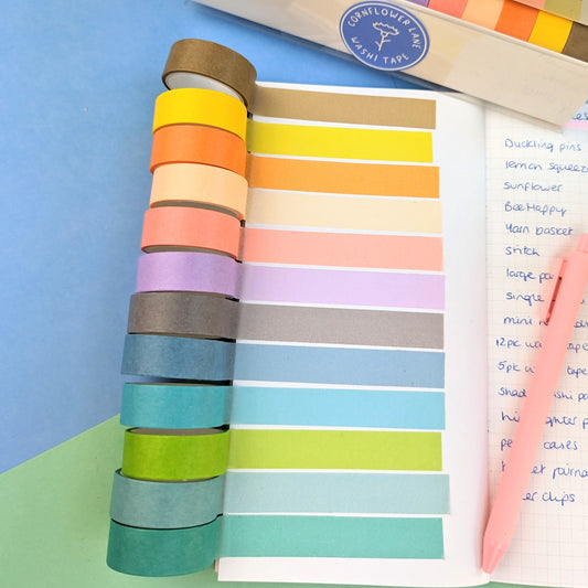 Rainbow Washi Tape - 12 Roll Set
