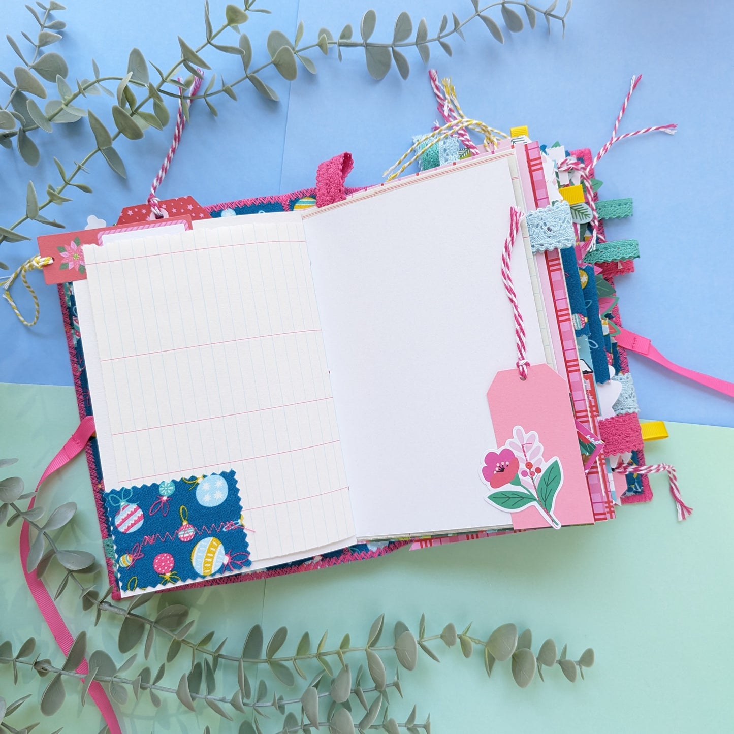 Handmade Christmas Baubles Soft Cover Journal - Pink