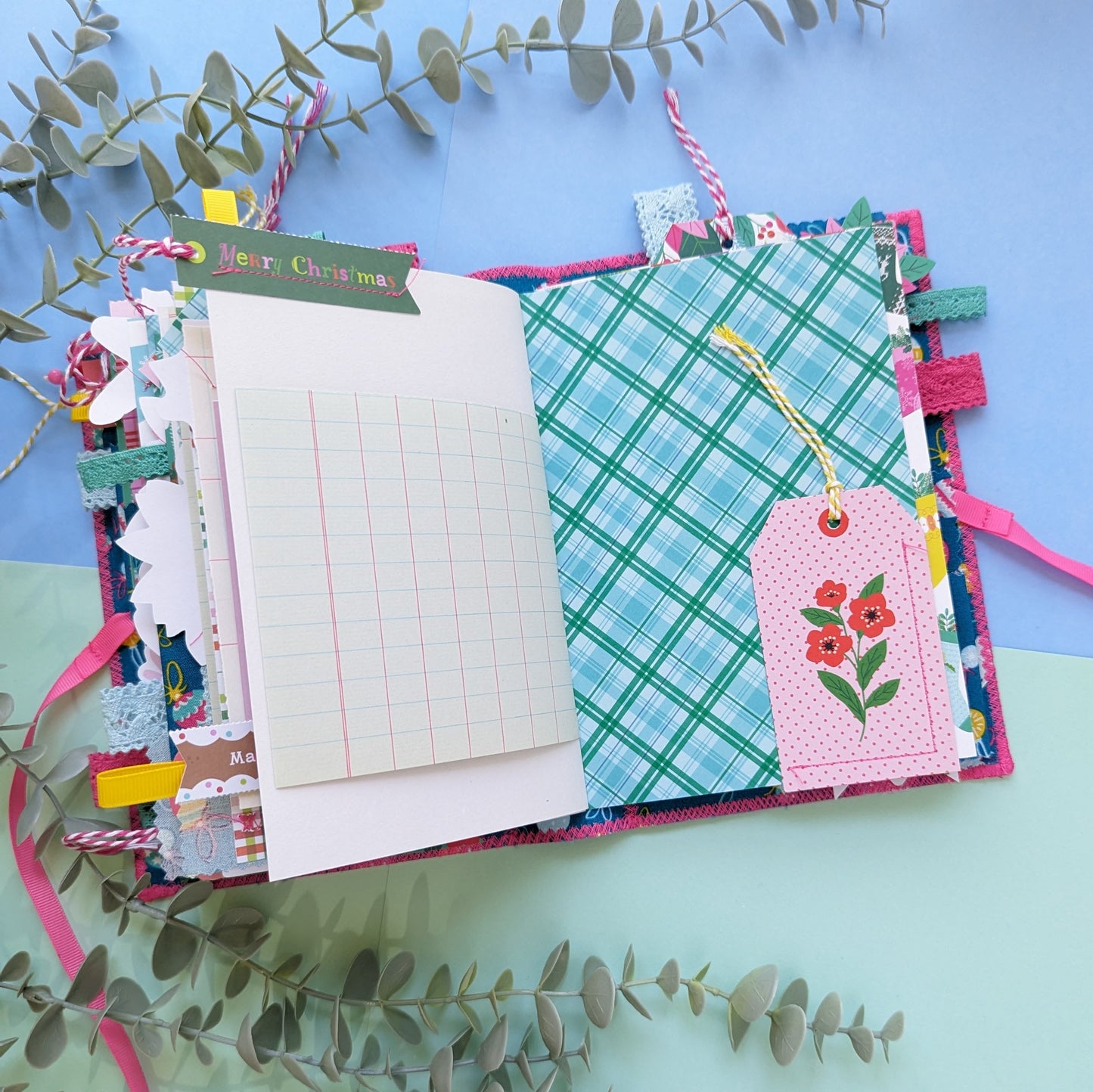Handmade Christmas Baubles Soft Cover Journal - Pink