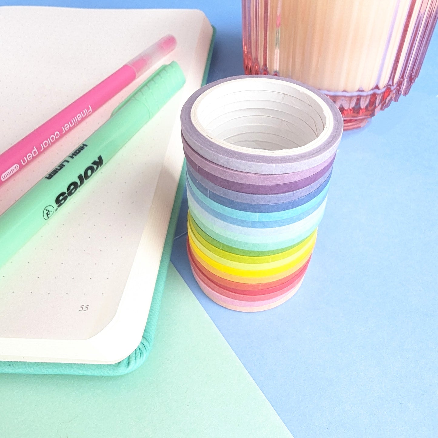 3mm Rainbow Washi Tape - 20 Roll Set