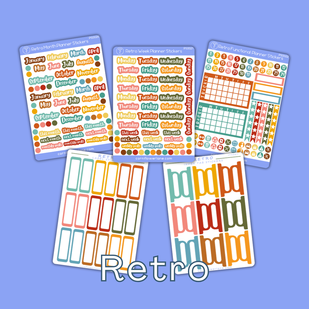 Retro planner stickers collection