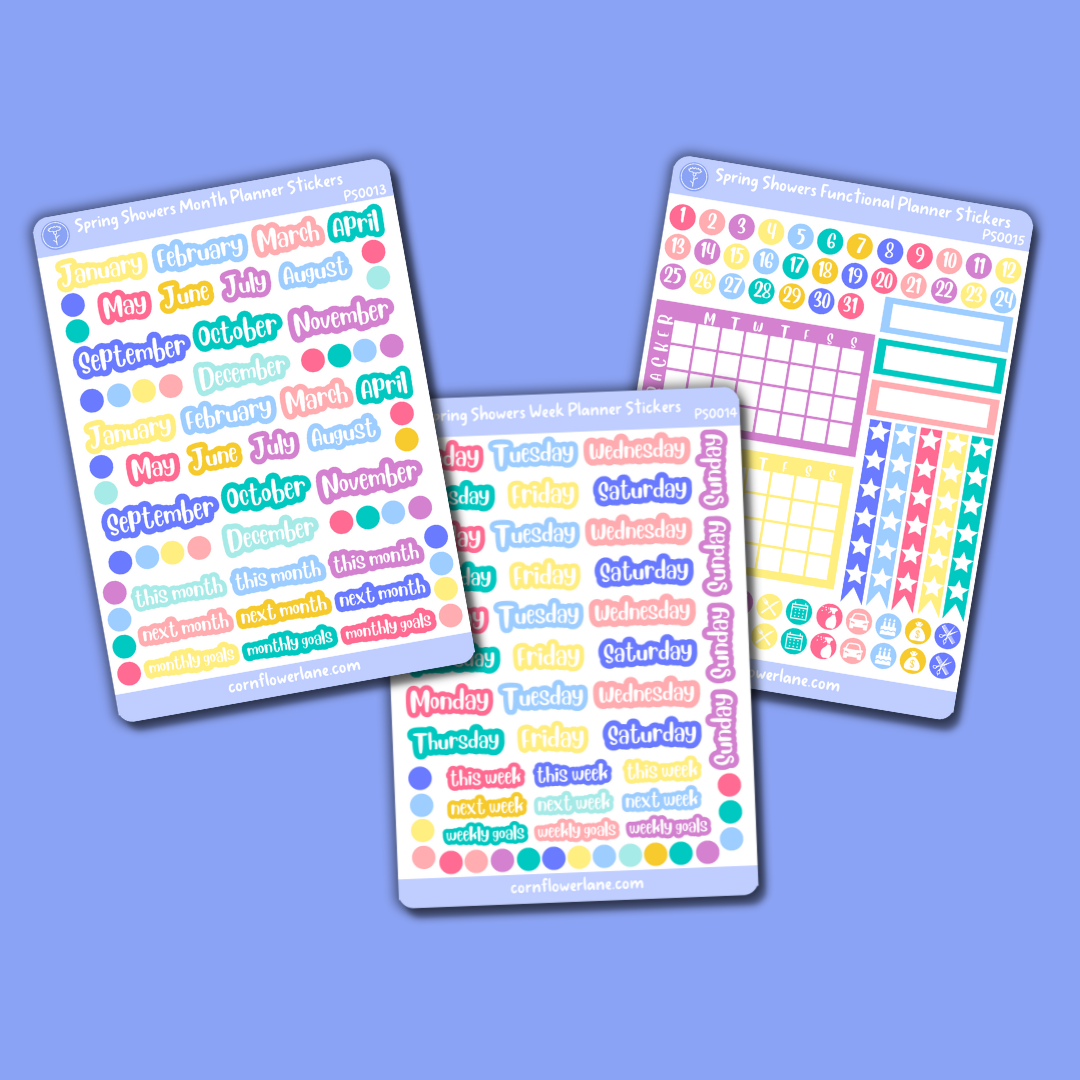 Spring Showers A6 Planner Stickers