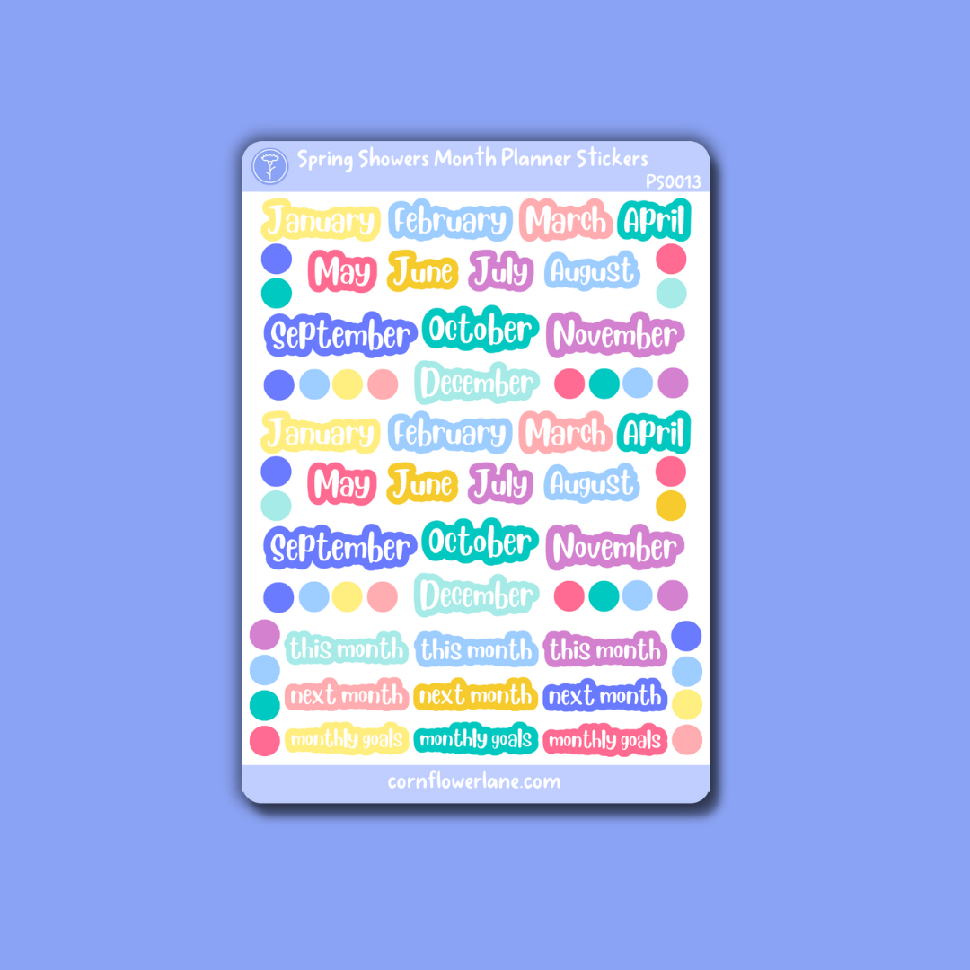 Spring Showers A6 Planner Stickers