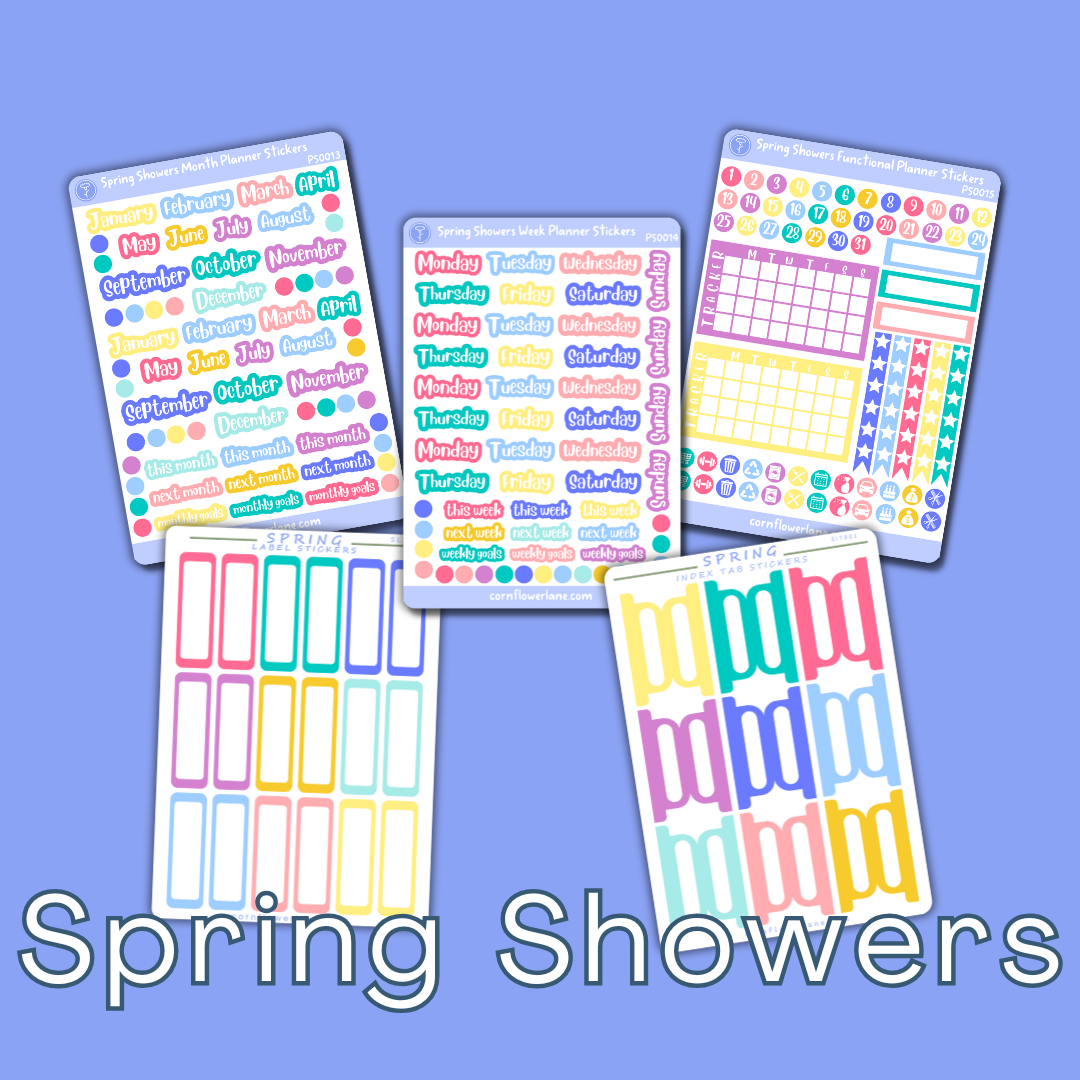 Spring Showers planner stickers collection