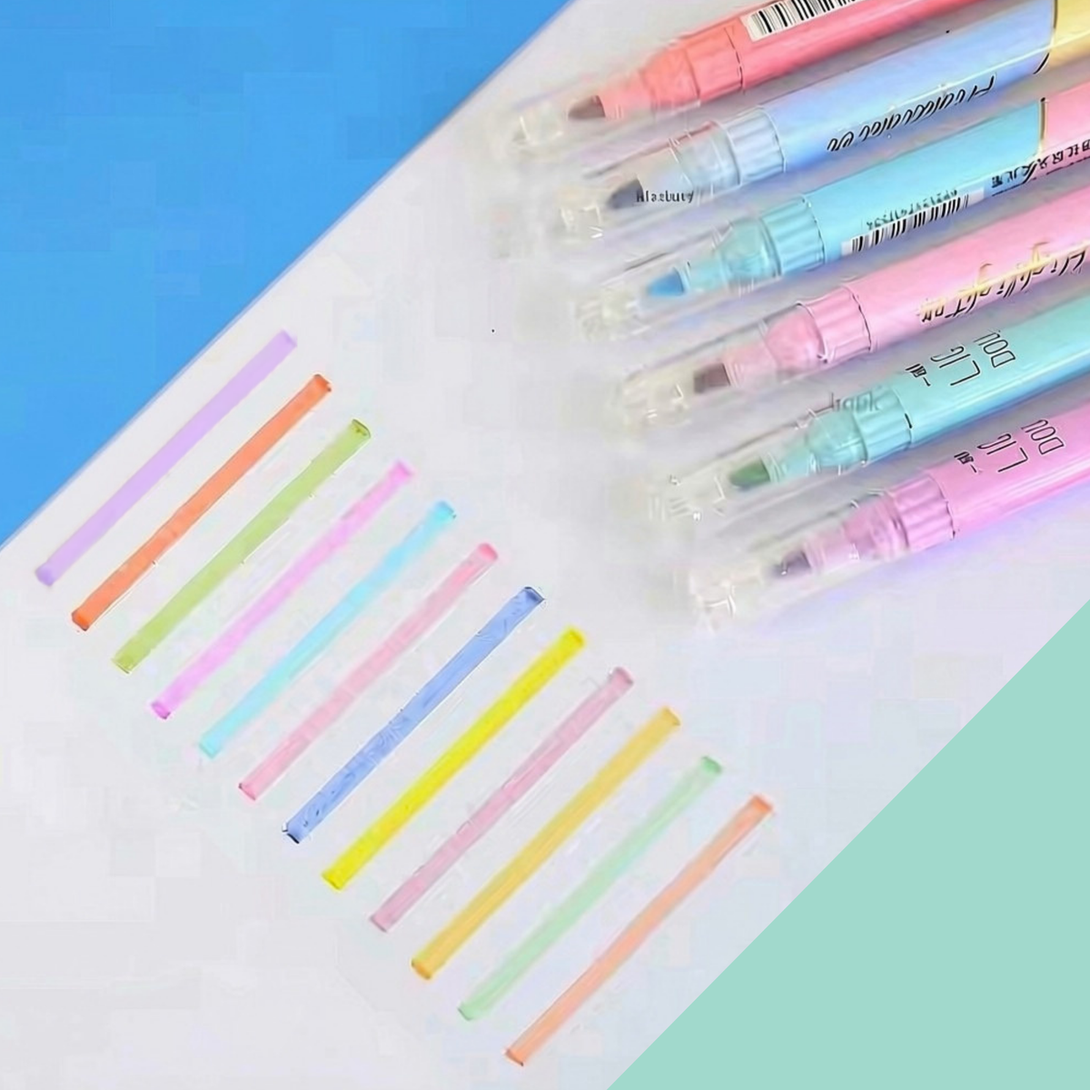 Close-up of pink double-ended highlighter chisel tip