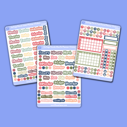 Vintage Floral A6 Planner Stickers
