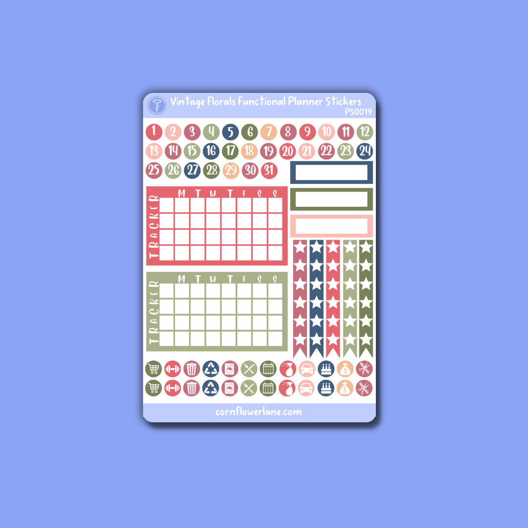 Vintage Floral A6 Planner Stickers