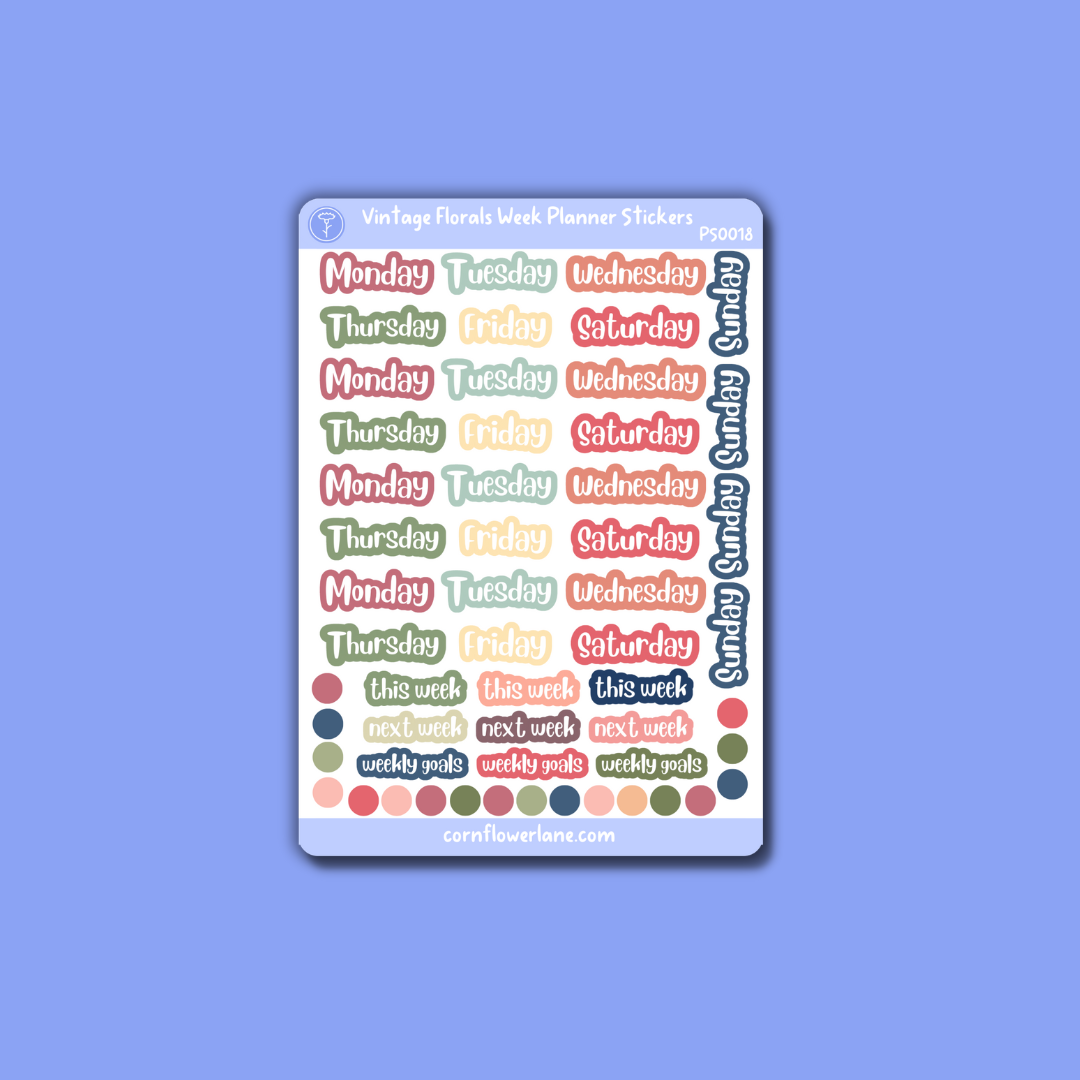 Vintage Floral A6 Planner Stickers