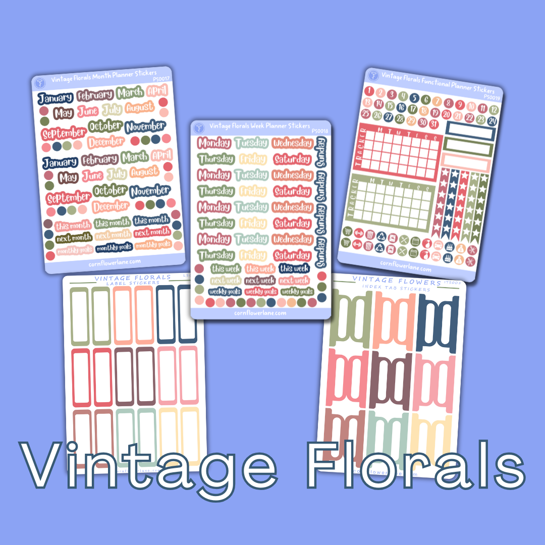 Vintage Florals planner sticker collection
