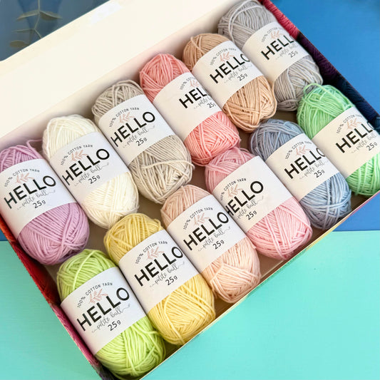 Hello Pastel Cotton Yarn Pack – 12 Colours