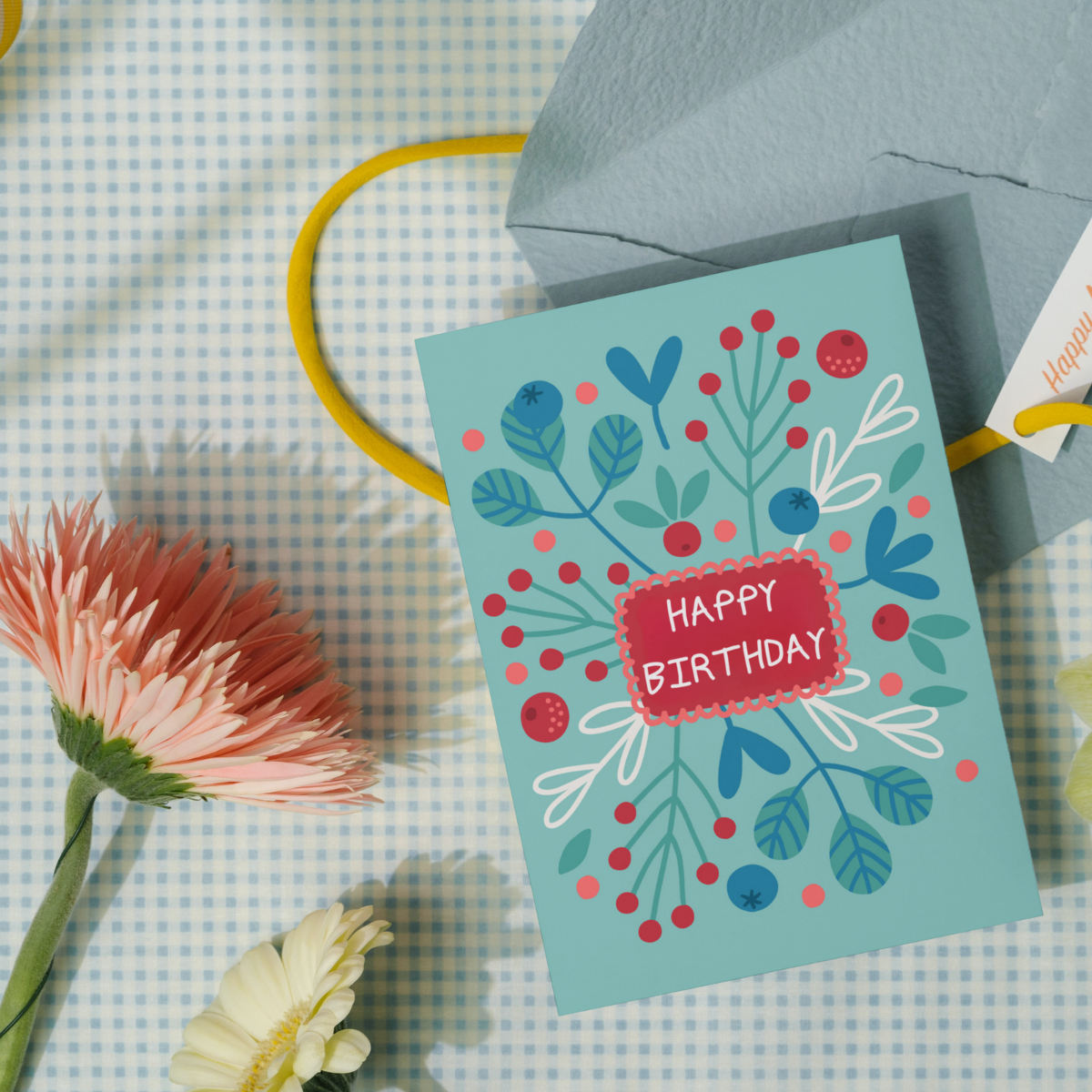 Floral Tea Time Happy Birthday' Card