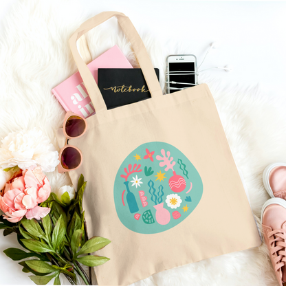 Floral Cutouts Print Tote Bags - 2 Designs