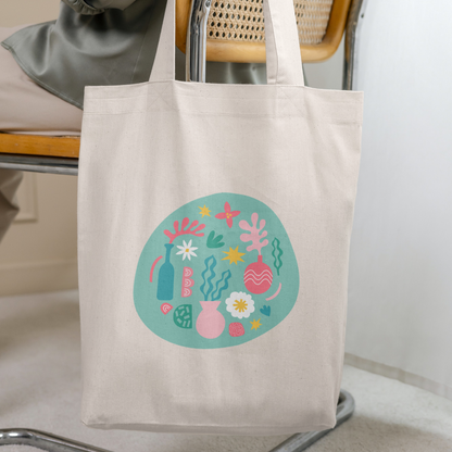 Floral Cutouts Print Tote Bags - 2 Designs