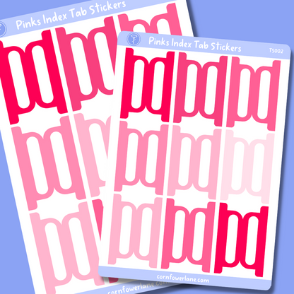 Pinks Index Tabs Sticker Sheet